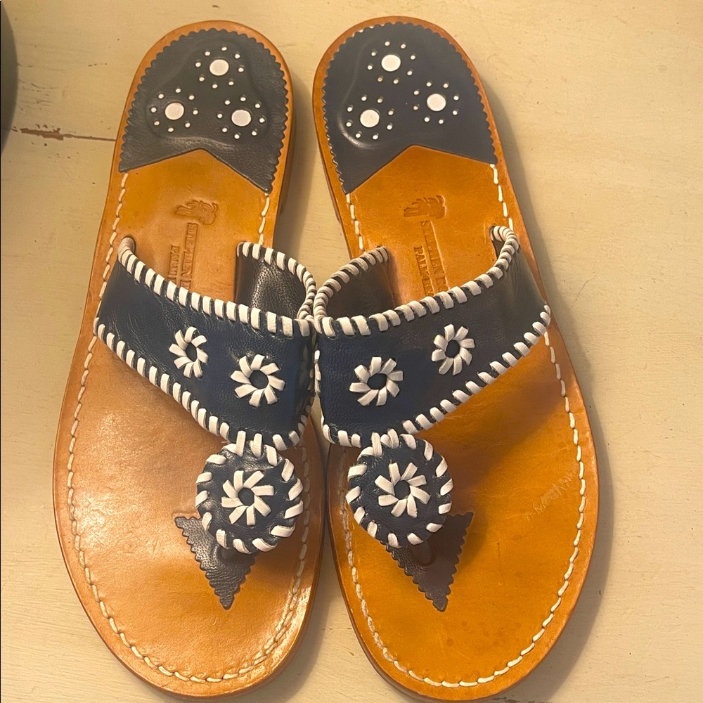Palm Beach Stephen Bonanno Thing Sandals Navy Blue White Size 10